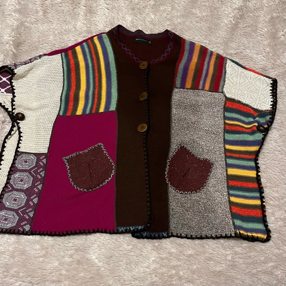 Mario Hernandez Multicolor Patchwork Cardigan Pon… - image 3